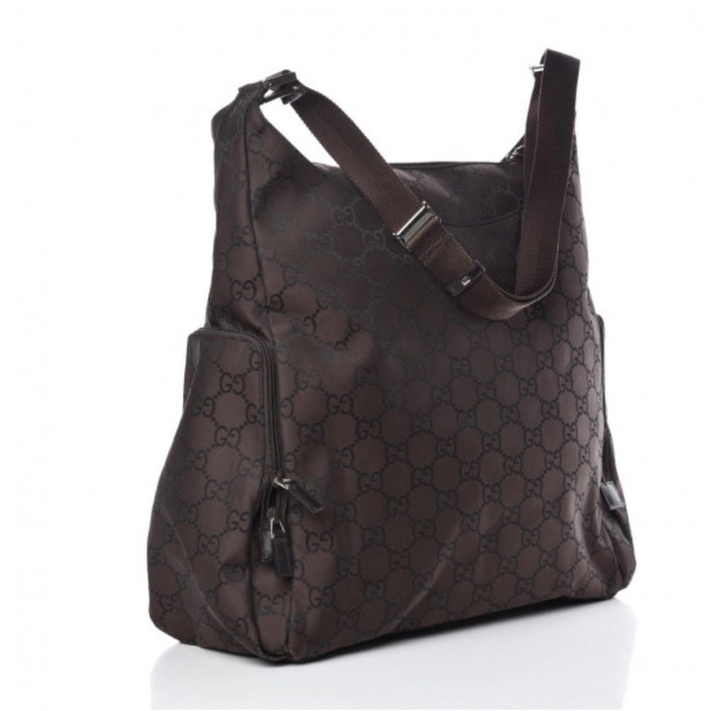 GUCCI Nylon Monogram Extra Large Satchel Dark Brown